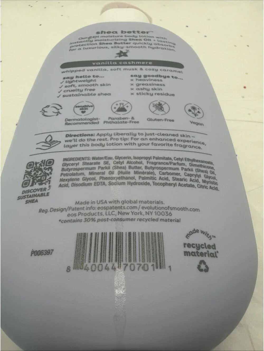 eos Shea Better Body Lotion Vanilla Cashmere 16 oz 24H Moisture Shea Butter NEW